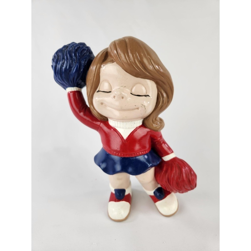 Vintage 1970s Atlantic Mold Cheerleader Hand Painted Red White And Blue Ceramic‎